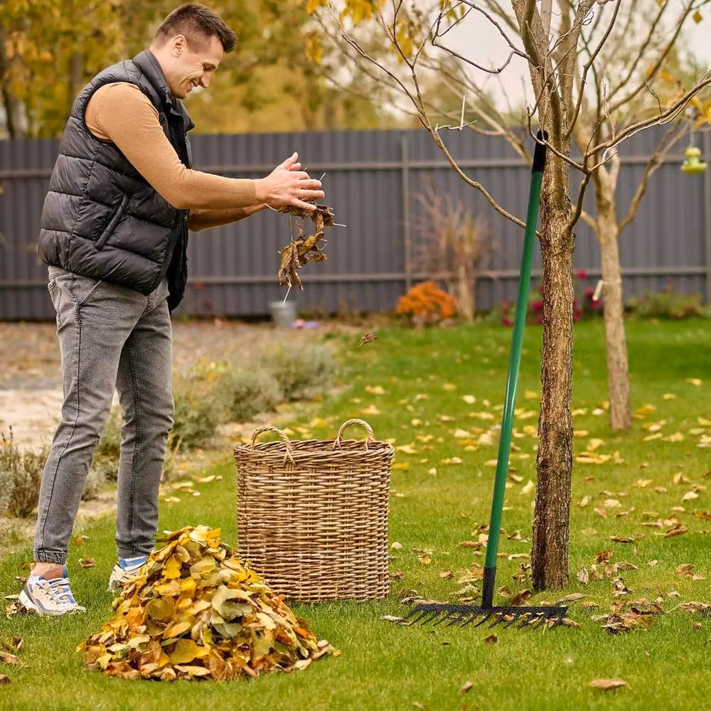 BARGAINS-GALORE Heavy Duty 12-Teeth Garden Lawn Rake with Metal Head and PVC Grip Shaft Handle, Multicolour – 2