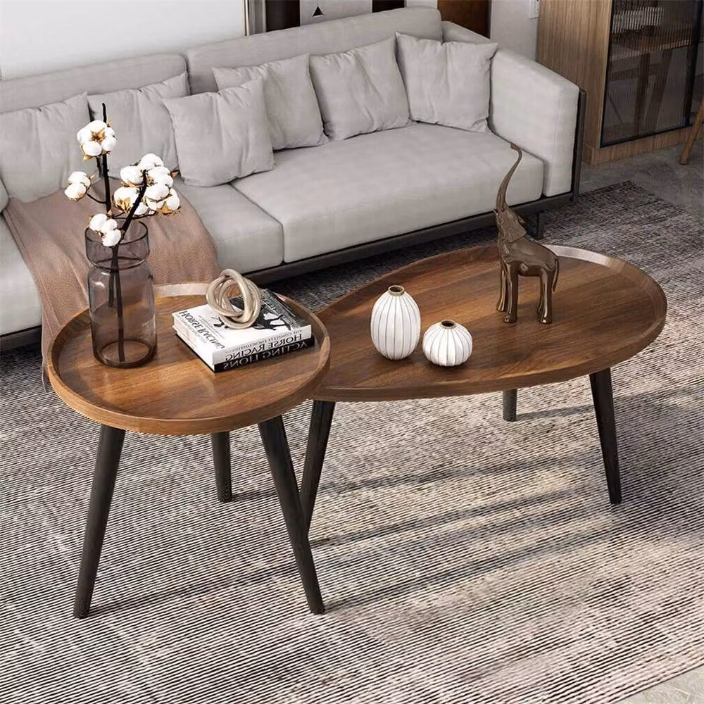 NESTLUNE 2-in-1 Solid Nesting Coffee Table in Brown, W/D/H: 100 x 15 x 15 cm – 2