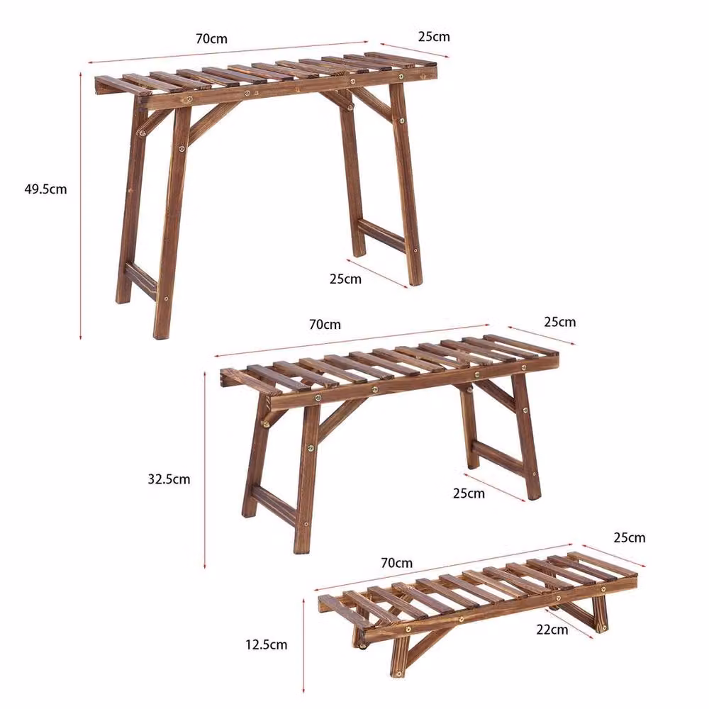 NESTLUNE 3-Tier Wooden Ladder Plant Stand in Brown – 2
