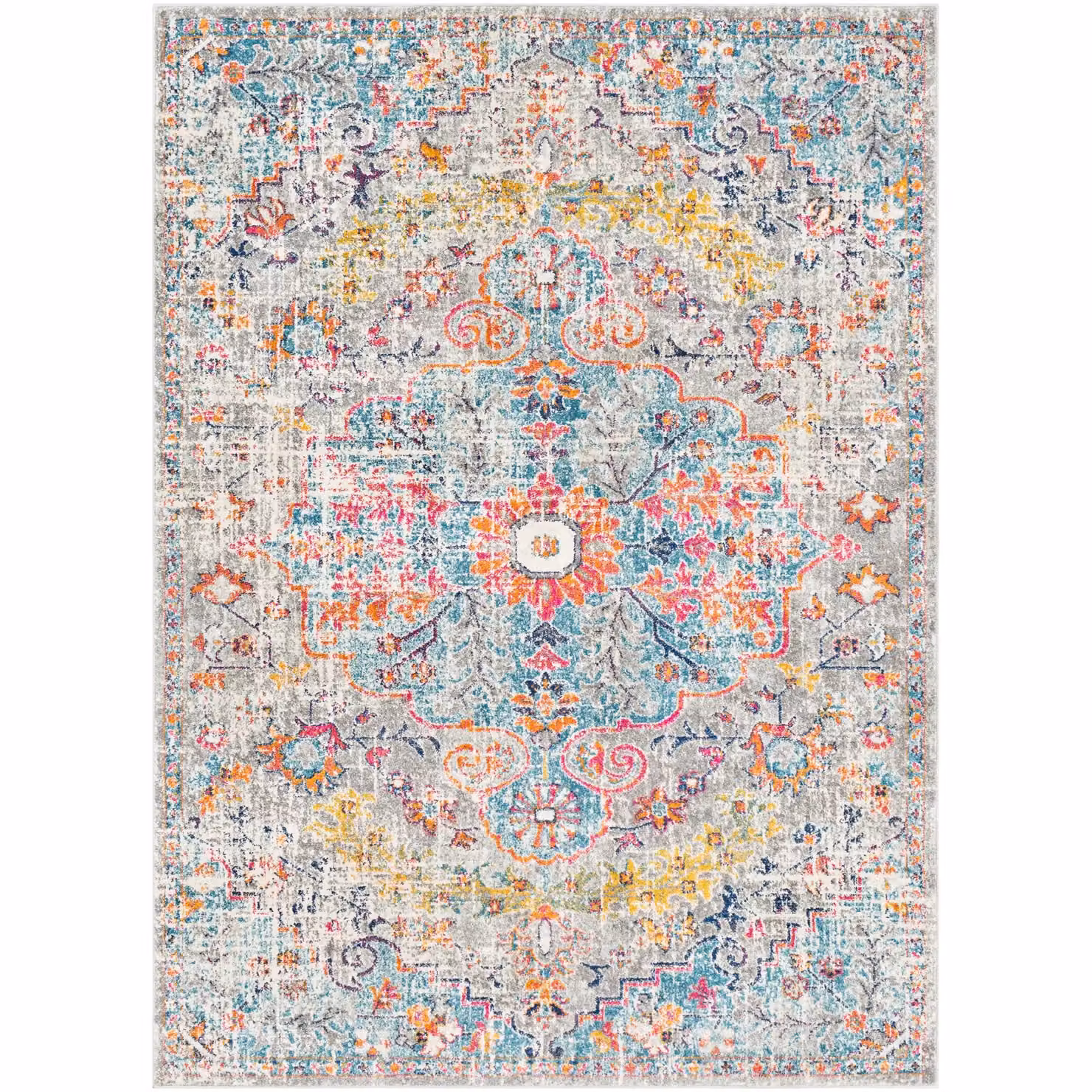 Livabliss Harput Vintage Boho Living Room Rug in Petrol Multicolour, W: 200 cm, L: 275 cm – 2