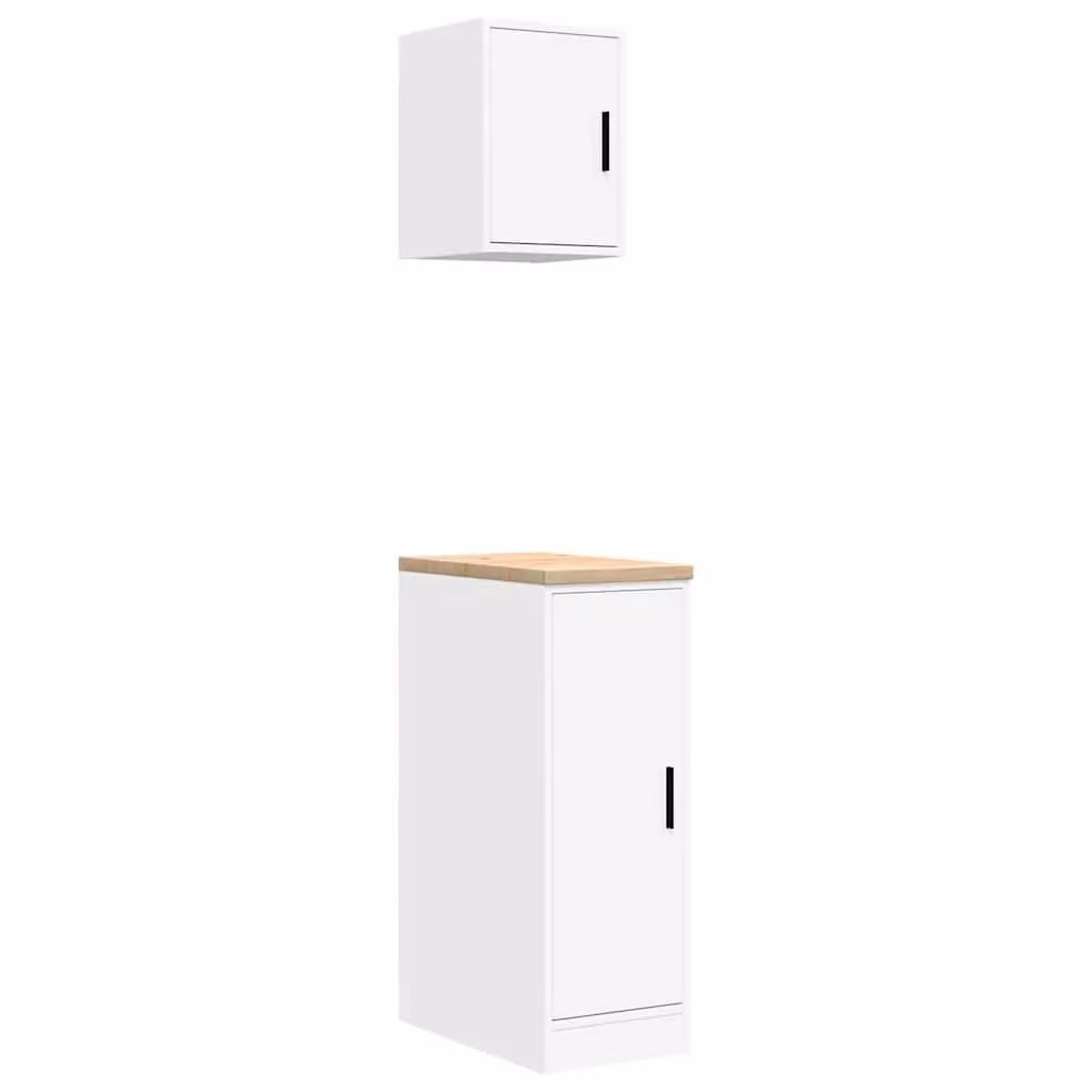 Berkfield Home Wall Mounted Garage and Workshop Cabinets, 2 Piece Set in White Matt Engineered Wood
