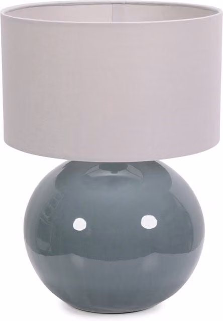 ValueLights Bosco Eucalyptus Ceramic Table Lamp with Grey Fabric Drum Shade