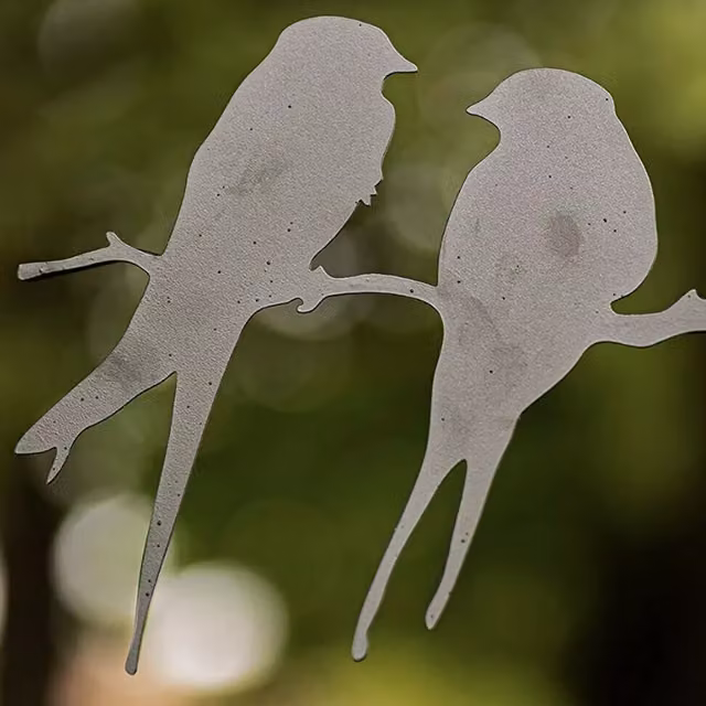 Garden Mile Black and Silver Metal Bird Silhouette Tree Wall Decoration, Height: 34 cm