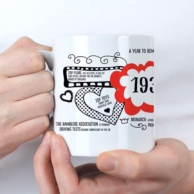 Afewhometruths Red and White 90th Birthday Mug for Adults – 1