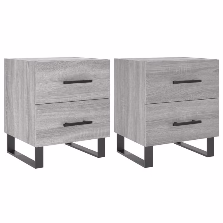 Berkfield Home Set of 2 Grey Sonoma Bedside Cabinets, W/D/H: 40 x 35 x 47.5 cm
