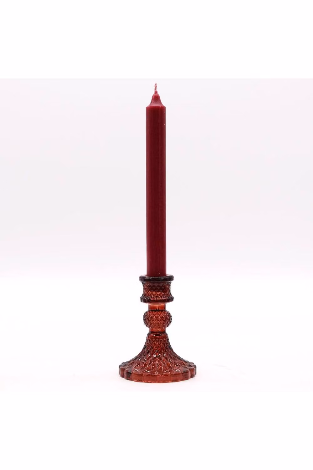 KDMD Vintage Red Glass Taper Candle Holder for Tabletop Decor – 2
