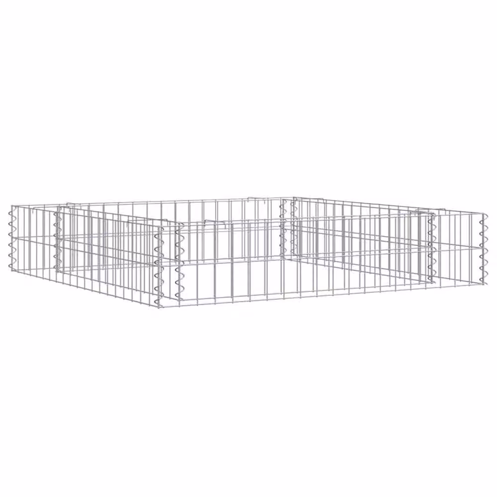 Berkfield Home Durable Galvanised Steel Gabion Raised Bed in Silver, W/D/H: 100 x 100 x 20 cm – 2