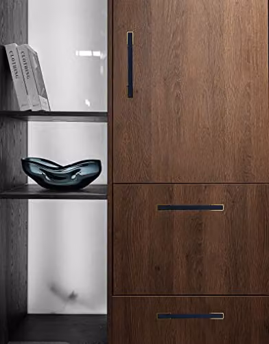 Golden Grace Gamma Cabinet Cupboard Pull Handles in Matt Black and Gold, 28.8 cm – 2