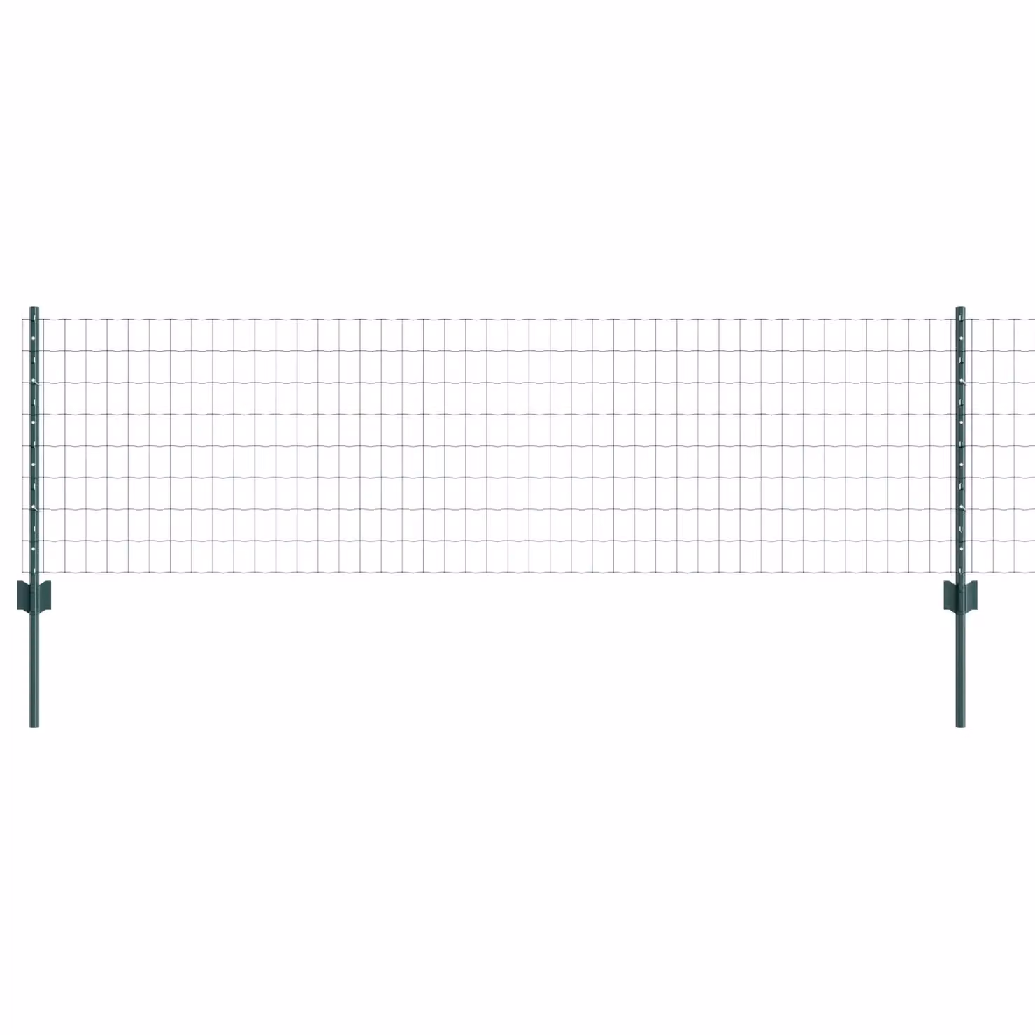Berkfield Home Euro Fence Green Powder-Coated Steel with 11 U-Profile Posts, W: 25 m, H: 0.6 m – 2