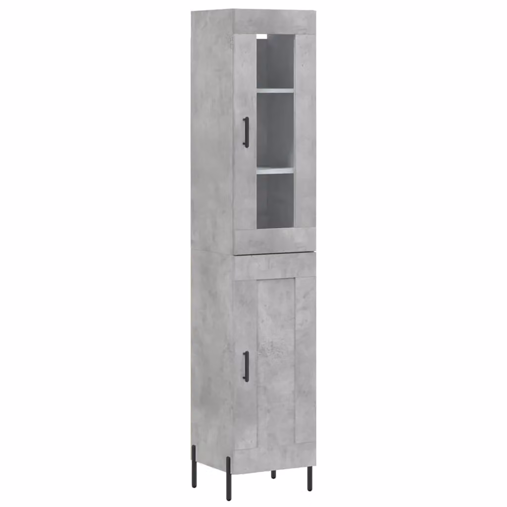 Berkfield Home Industrial Highboard in Concrete Grey with Glass Doors, W/D/H: 34.5 x 34 x 180 cm – 2