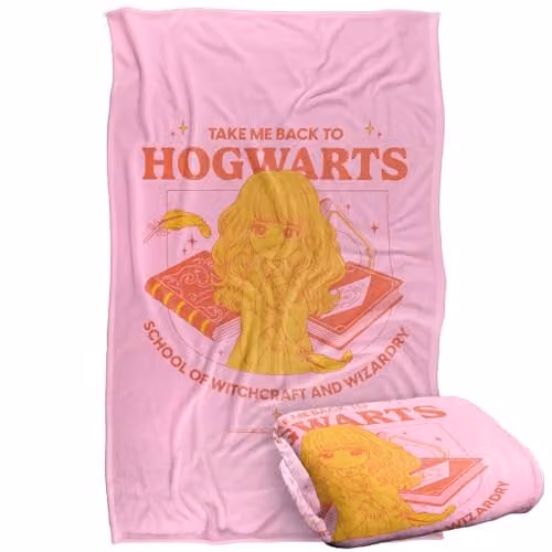 Warner Bros. Harry Potter Hermione Back to Hogwarts Super Soft Silky Touch Fleece Throw Blanket, Multicolour