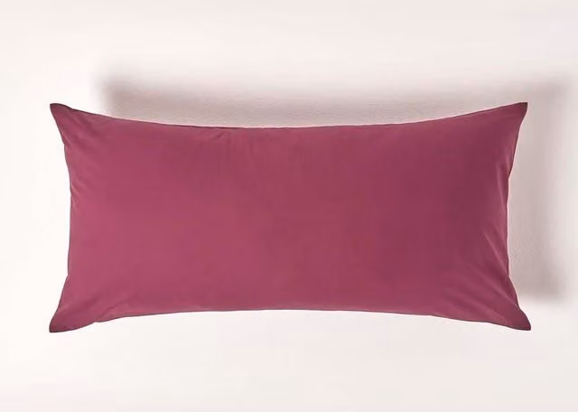 Homescapes Purple Egyptian Cotton Percale Euro Pillowcase with Zip, W/H: 40 x 80 cm, 200 TC