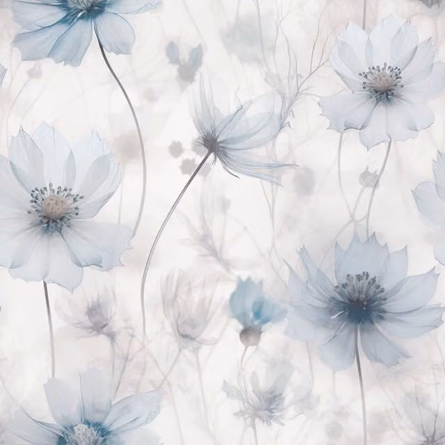 Muriva Lissa Flowers Botanical Floral Wallpaper in Blue – 1
