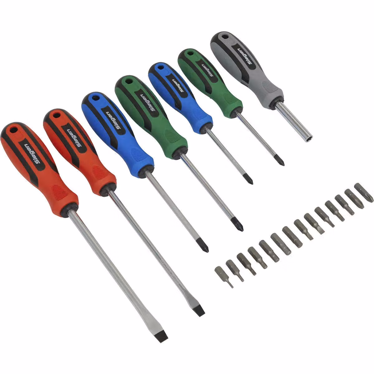 Loops 21 Piece Premium Soft Grip Magnetic Slotted and POZI Screwdriver Set with Case in Multicolour – 2