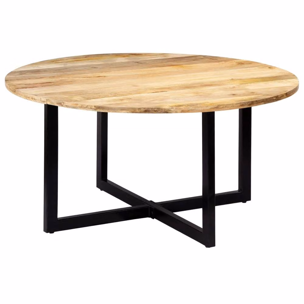 Berkfield Home Rectangular Dining Table in Brown Solid Mango Wood, W: 150 cm, D: 73 cm – 2