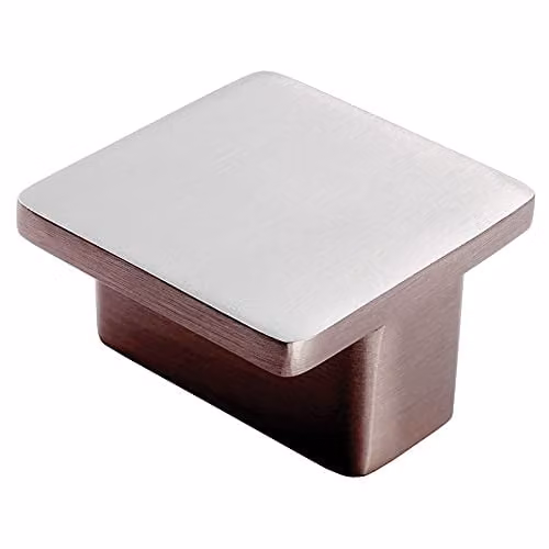 Loops 4 Pack Square T-Shape Cupboard Door Knob in Brushed Silver – 2
