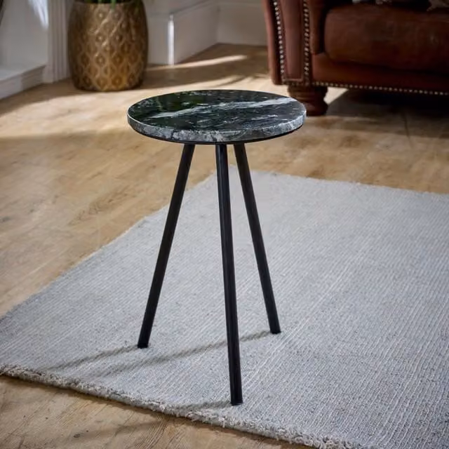 IH Design Tilden Side Table with Black Marble Top and Metal Legs, W/D/H: 30 x 30 x 60 cm – 1