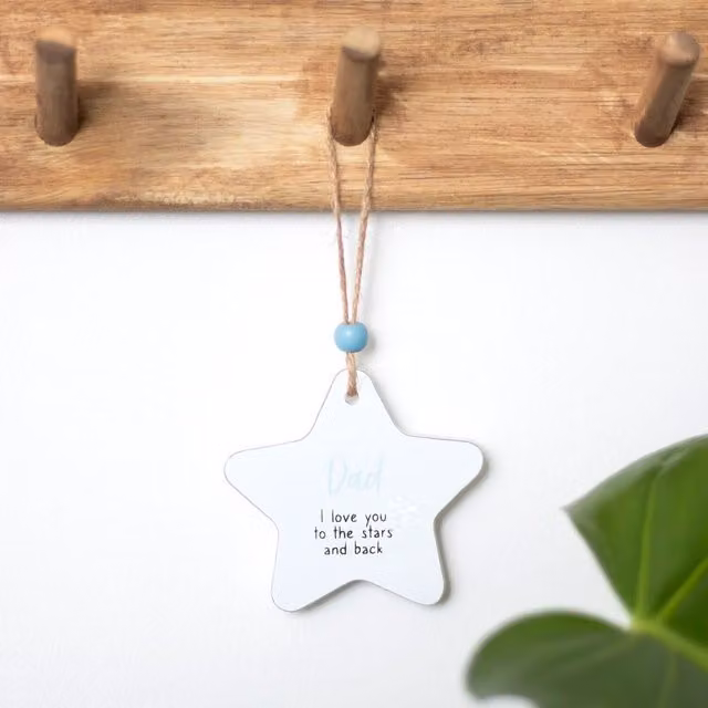 Kingsbury Gifts Small White Hanging Star Sentiment Wall Plaque for Dad