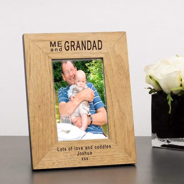 Uniqueful Personalised Me & Grandad Wood Picture Frame, Brown, 7x5 inch