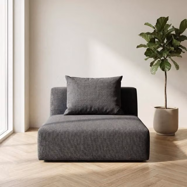 Abakus Direct Tokyo Single Seat Lounge Chair in Anthracite Grey Brushed Tweed Fabric