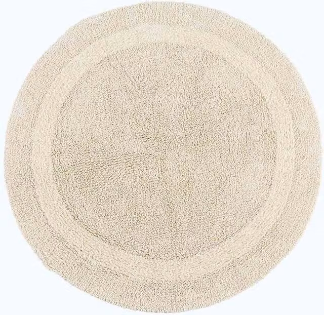Homescapes Luxury Round Cotton Bath Mat, Beige, Diameter: 80 cm