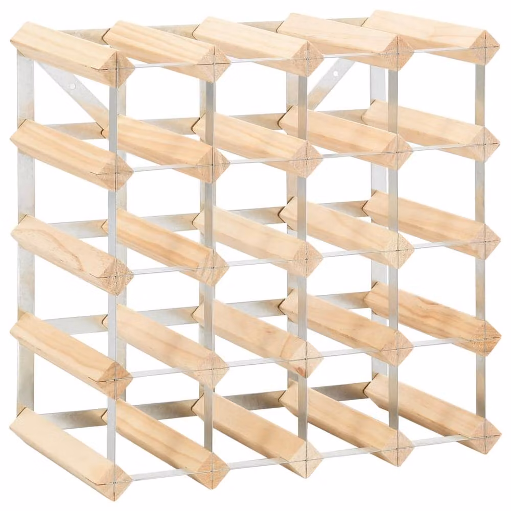 Berkfield Home Rustic Wall Mounted Wine Rack for 20 Bottles in Beige Solid Pinewood – 2