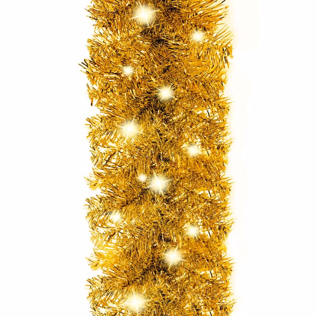 Berkfield Home Christmas Garland with LED Lights in Gold – 4