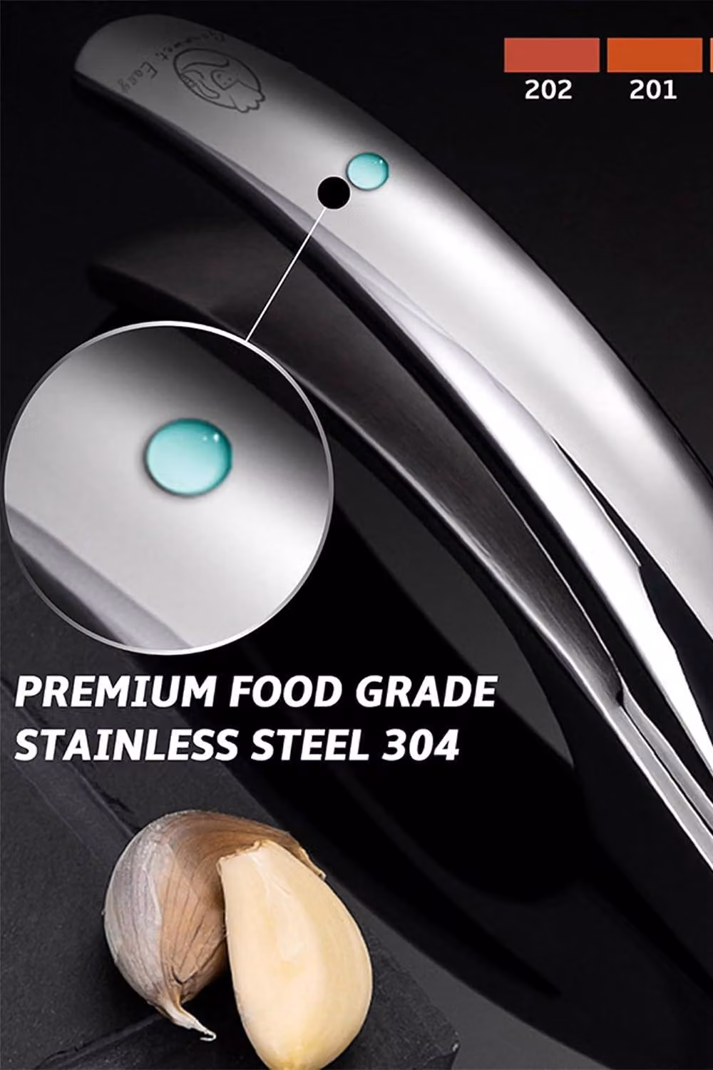 Gourmet Easy Stainless Steel Garlic Press in Silver – 4