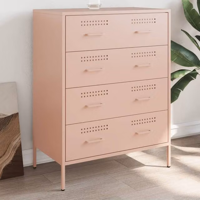 Berkfield Home Pink Metal Industrial Sideboard, W: 68 cm, D: 39 cm, H: 89 cm – 1