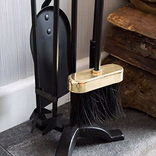 Fire Vida 5 Piece Buxton Fireplace Companion Set in Black and Gold – 3