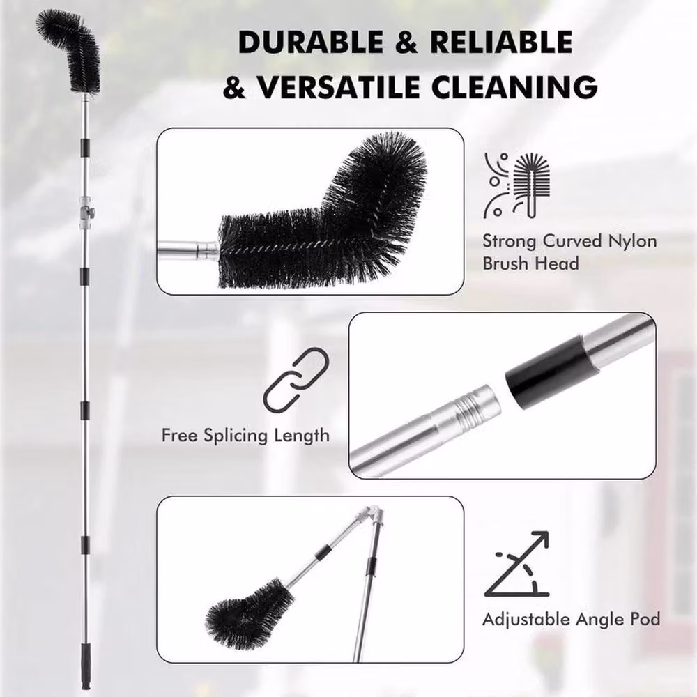 SPETLEK Black Telescopic Gutter Cleaner Brush with Stainless Steel Handle, 4m – 3