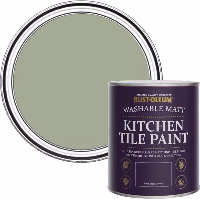 Rust-Oleum Bramwell Green Matt Kitchen Tile Paint, 750ml