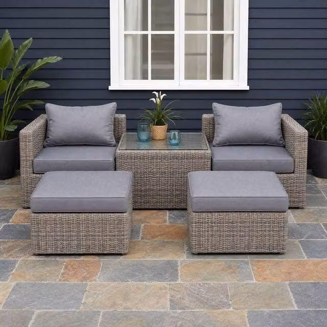 STILVORA Modern Brown Rattan Sofa with Aluminium Frame – 1