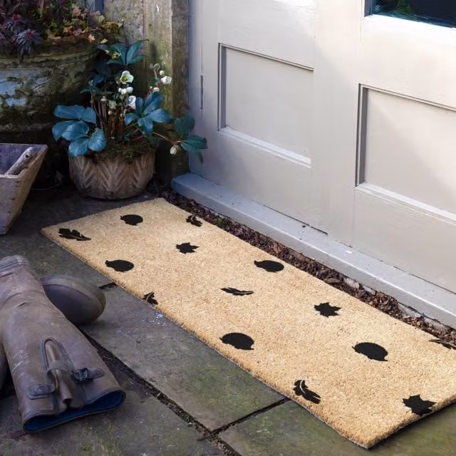 Artsy Hedgehog Autumn Leaves Patio Doormat in Beige, W/D: 120 x 40 cm – 1
