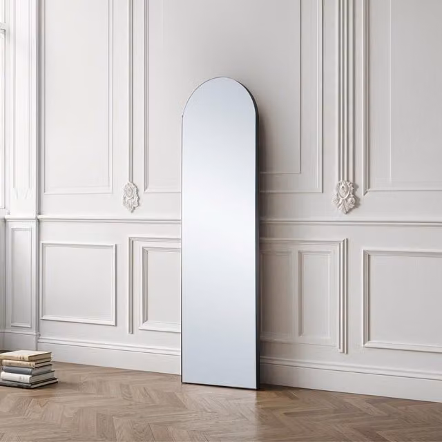 Yearn Minimalist Arch Full Length Wall Mirror in Black