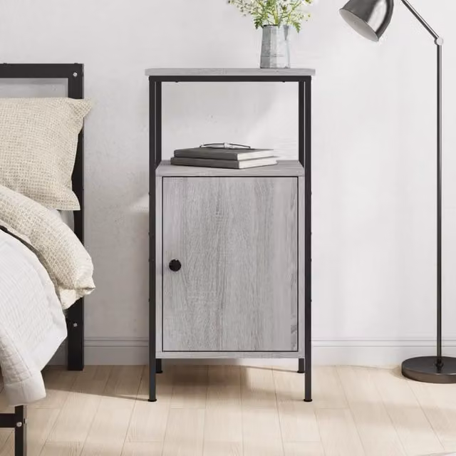 Berkfield Home Grey Sonoma Bedside Cabinet W/D/H: 41 x 31 x 80 cm