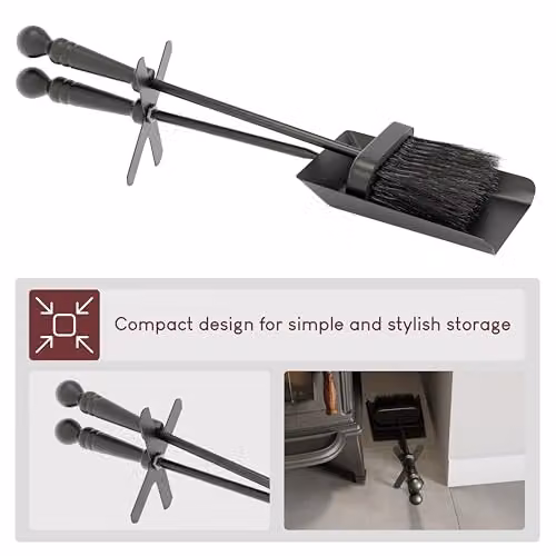 Fire Vida Metal Hearth Shovel and Brush Set, Black – 4