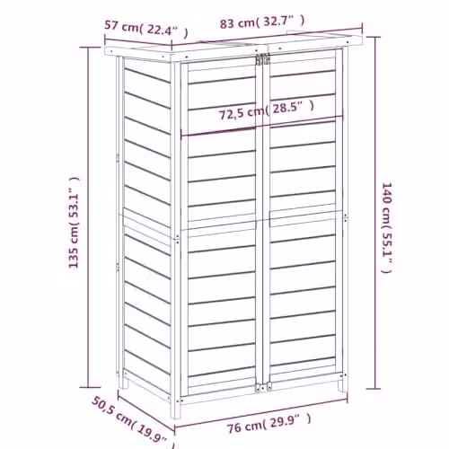 vidaXL Grey Solid Wood Pine Garden Tool Shed Pent W/D/H: 83 x 57 x 140 cm – 3