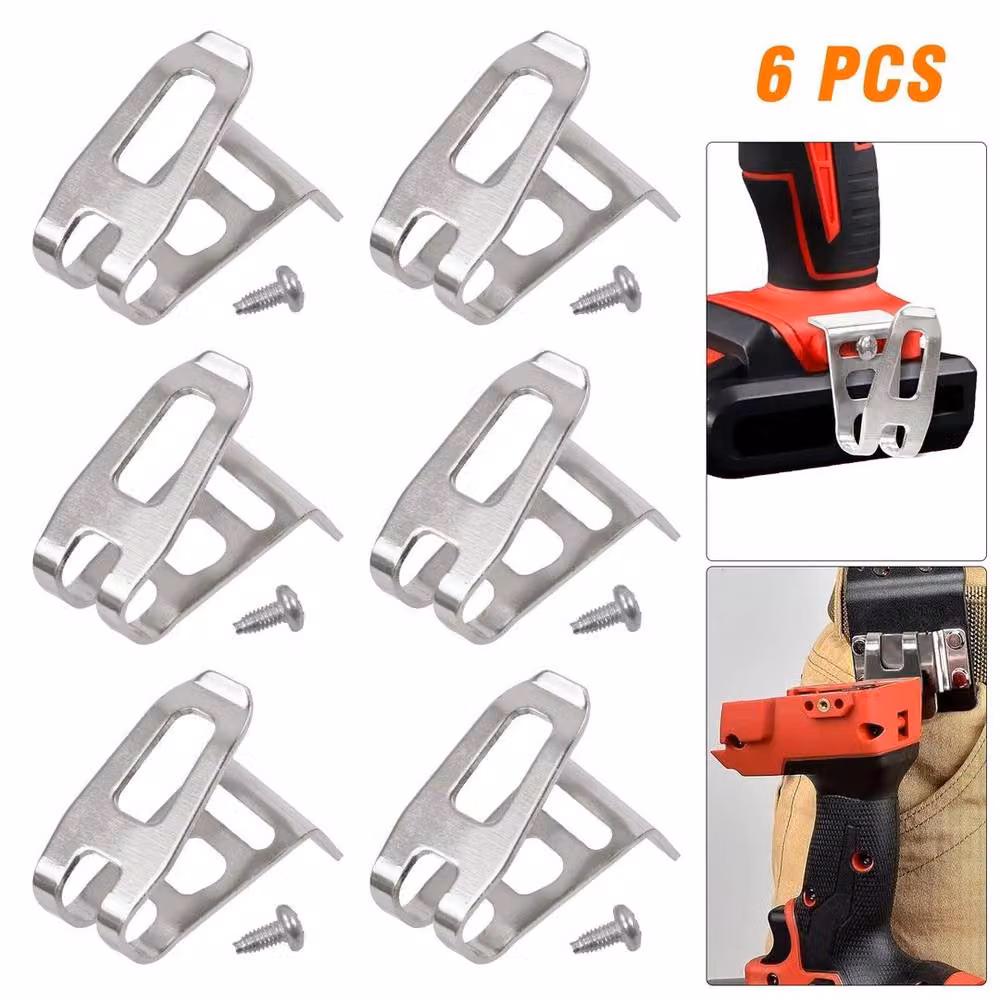 KORVIXA Silver Iron Drill Belt Clip Hooks and Screws, 50 cm – 3