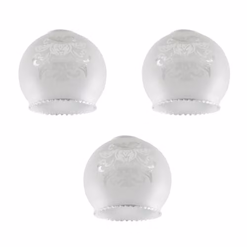 MiniSun Pack of 3 Etched Pattern Frosted White Glass Replacement Lamp Shades, Shade Width: 13 cm – 1