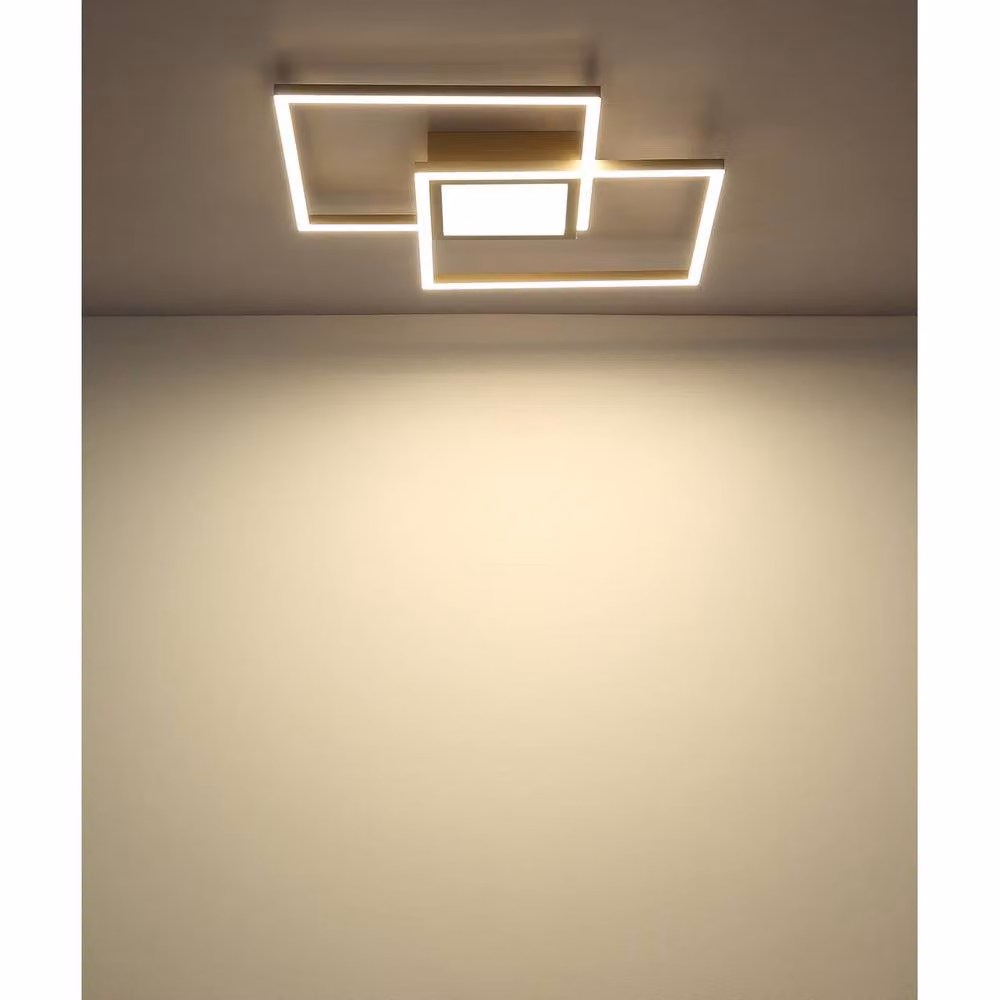 Netlighting Saunders Twin Square Semi Flush Ceiling Light in Beige with Dimmable LED – 3