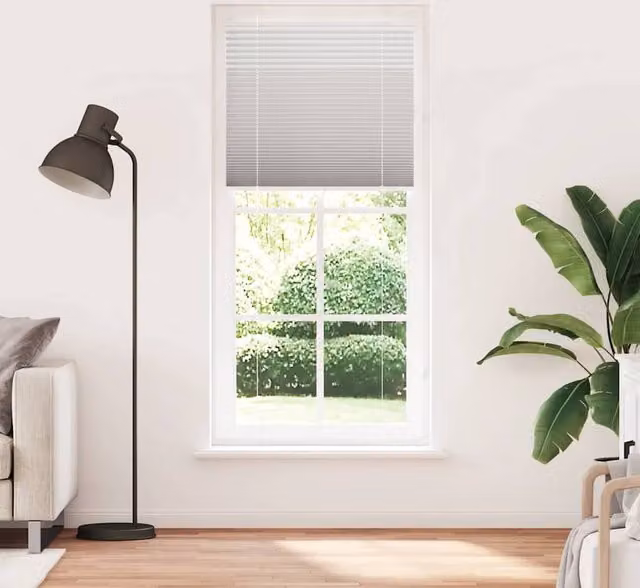 Berkfield Home Single Pleat Polyester Blind in Light Grey, W: 100 cm, H: 200 cm