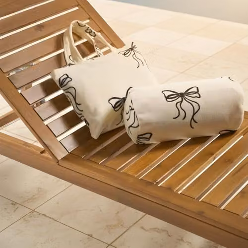 OHS Microfibre Quick-Dry Beach Towel and Inflatable Bolster Pillow Set with Storage Bag in Black and White – 4