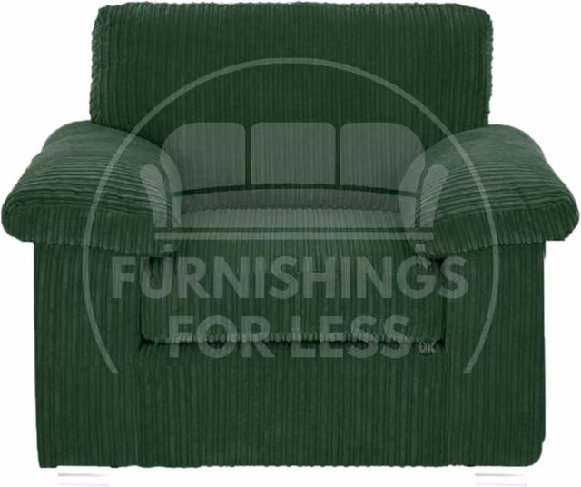 Furnishings For Less UK Delta Large Green Jumbo Cord Fabric Armchair with Padded Arms – 1