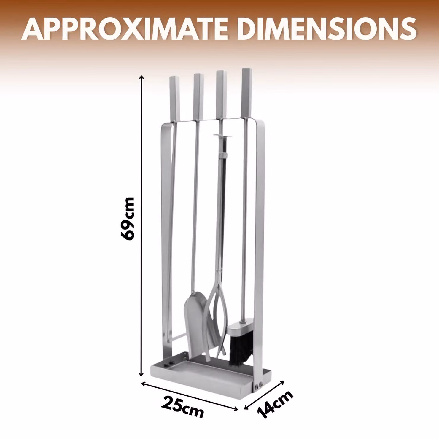 Marco Paul Silver 5 Piece Modern Companion Set for Wood Burners and Firesides – 2