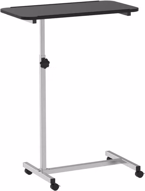 KORVIXA Black Over Bed Chair Table with 4 Castors