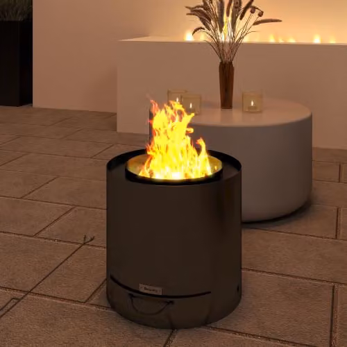 Outsunny Smokeless Round Wood Burning Fire Pit with Ash Tray in Black – 8