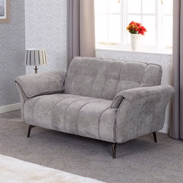 Seconique Amalfi 2 Seater Upholstered Fabric Sofa in Grey