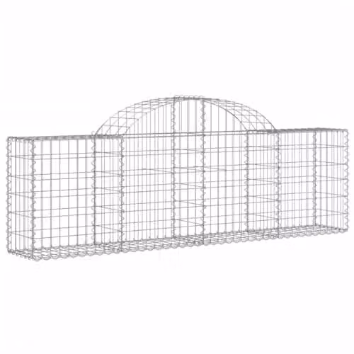 vidaXL Set of 11 Arched Gabion Baskets in Silver Galvanised Steel, W/D/H: 200 x 30 x 60/80 cm – 1