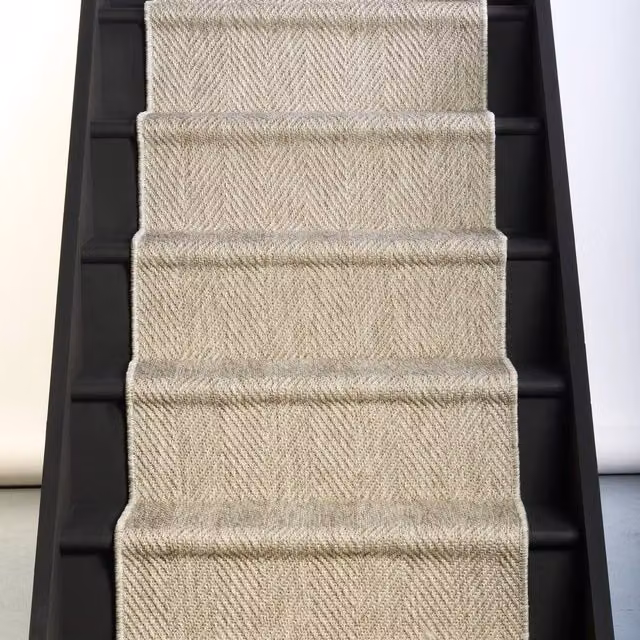 RainbowHome New England Grey Herringbone Stair Runner with Self-Colour Edge, W: 70 cm, L: 700 cm